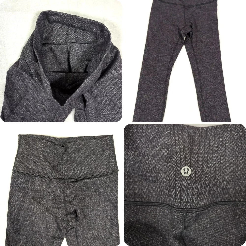 Lululemon Leggings Women 2? Gray High Rise Stretch Wick Gym Yoga Run Knit‎ 24" L